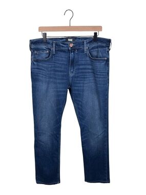 PAIGE Men's Lennox Slim-Fit Jeans Size 34 Parks Dark Wash Denim Cotton Blend